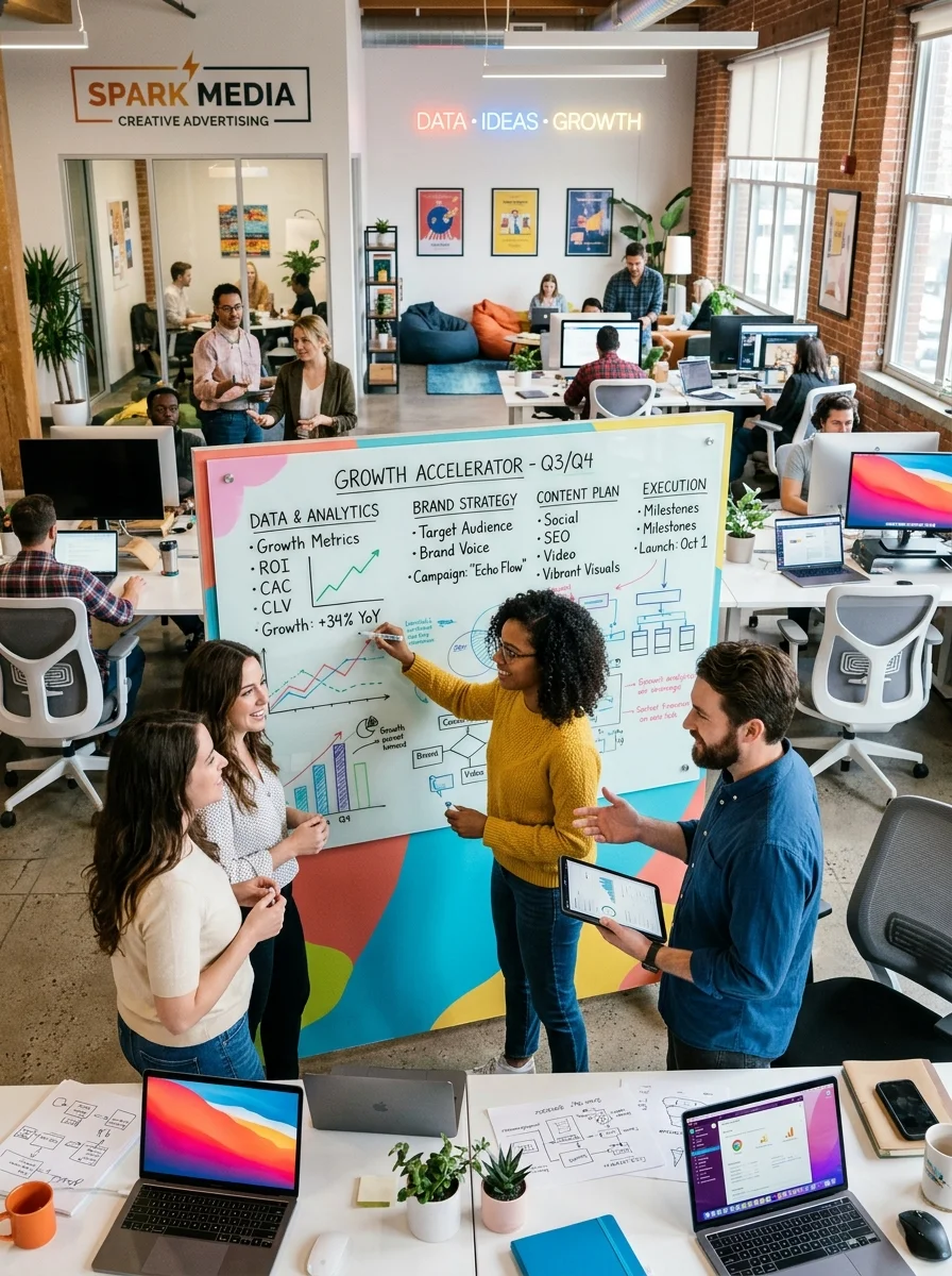 Advertising agencies, branding studios, and media firms